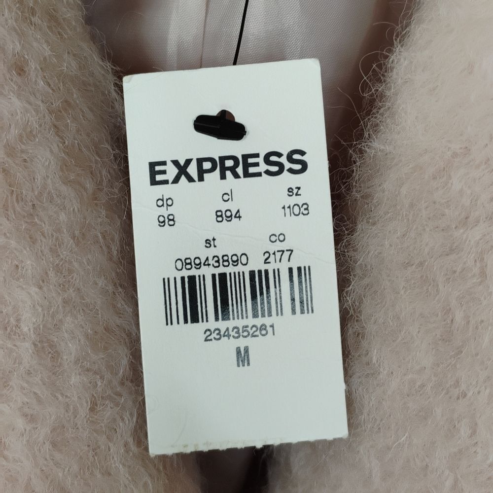 Express Pink Wool Blend Belted Moto Jacket Coat Medium - Picture 5 of 16
